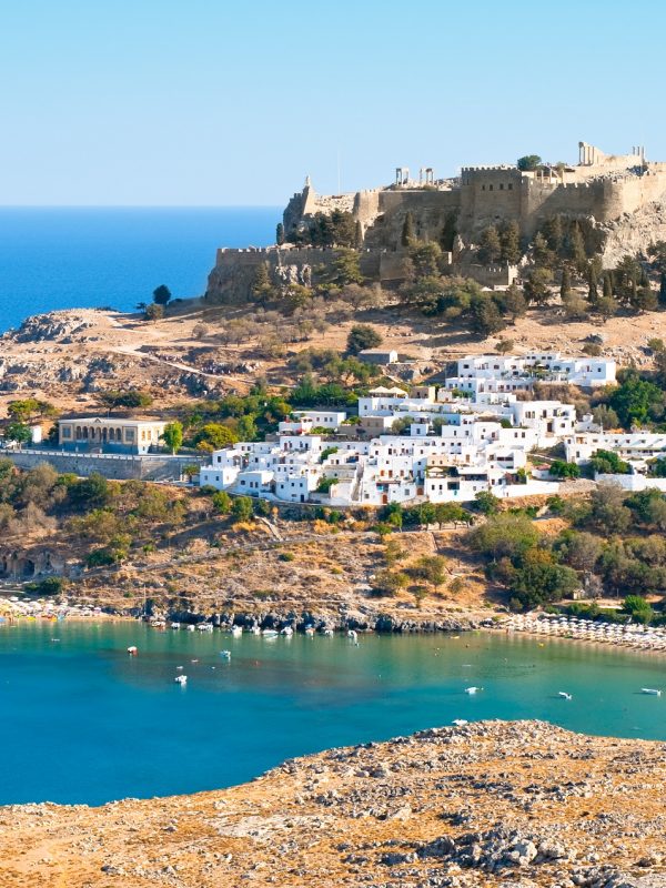 Acropolis,In,The,Ancient,Greek,Town,Lindos,,Rhodes,Island,,Greece